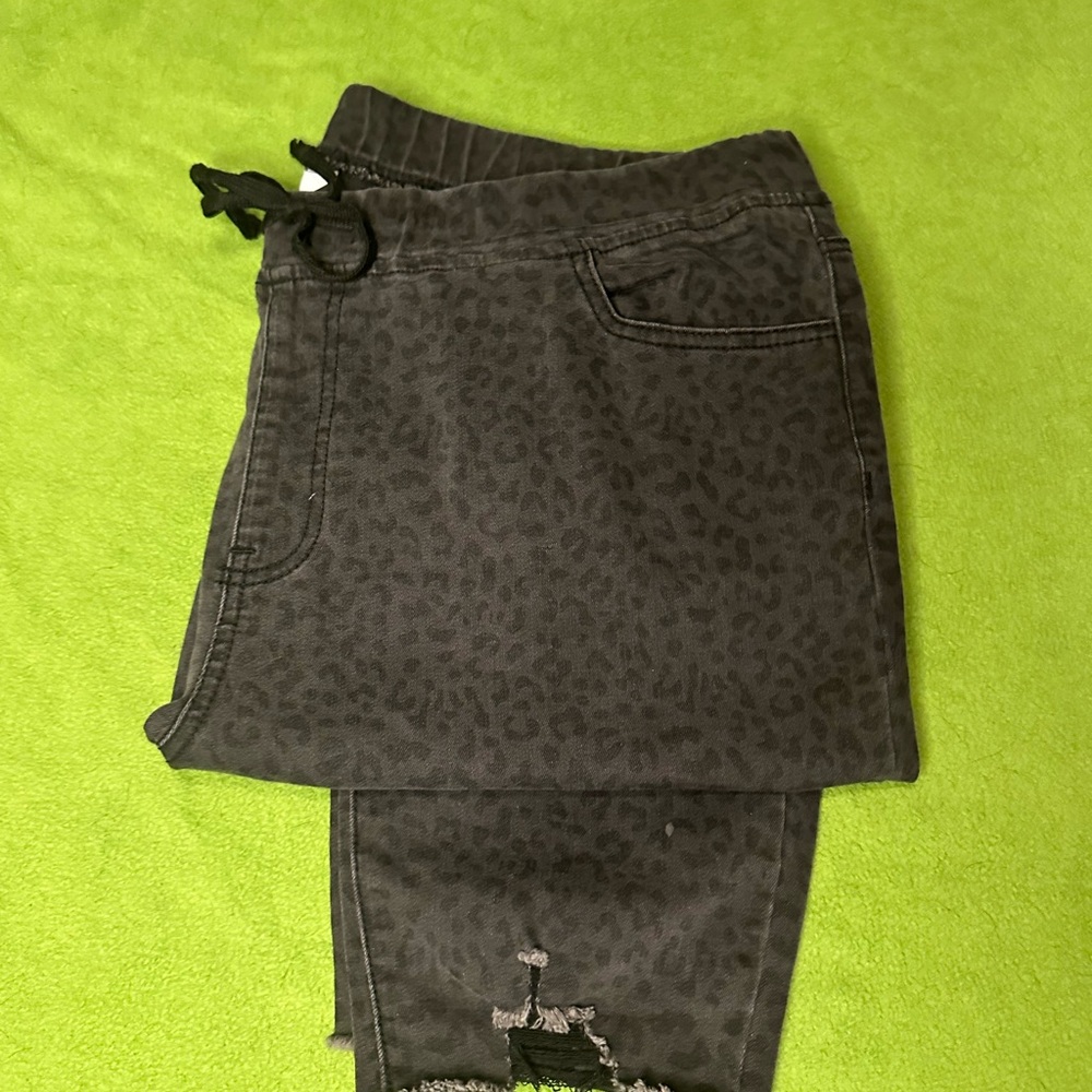Woman’s Black Leopard Print Jeans